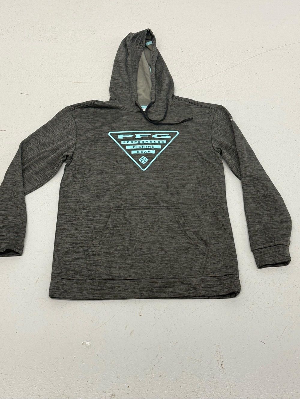 Columbia Men's Gray Crewneck Hoodie with Aqua PFG Logo